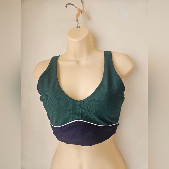 Willo- By Anthropologie Women's M Green and Black Sports Bra with Racerback - Picture 1 of 8